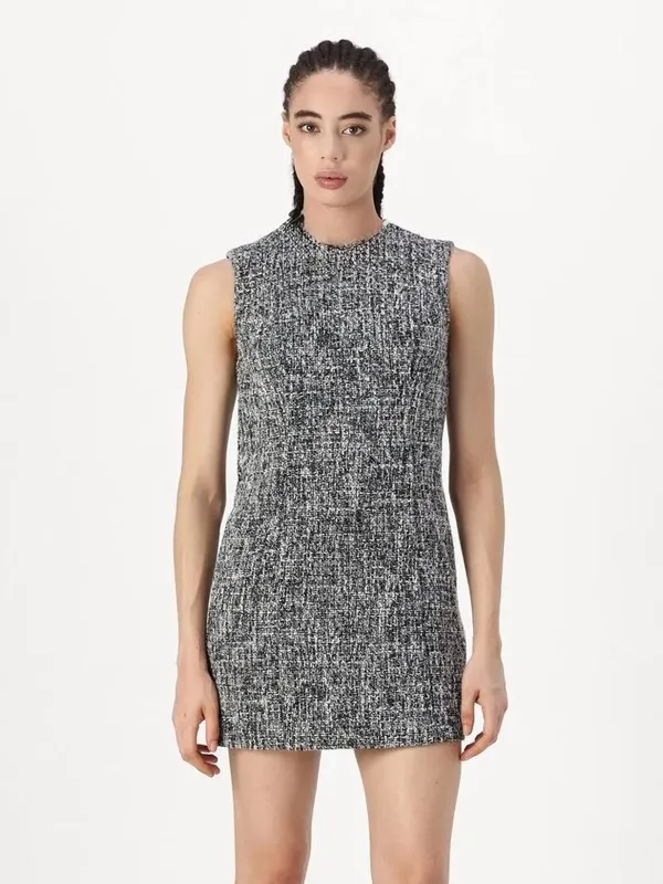 NWOT Abercrombie & Fitch Black & White Tweed Sleeveless Mini Dress Shift Sheath - Image 4