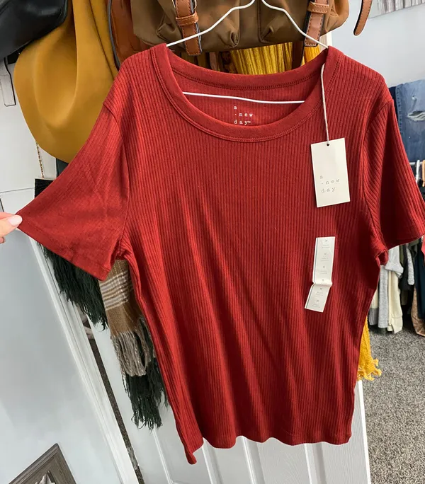 Target Burnt Orange Ribbed Tee - Image 4