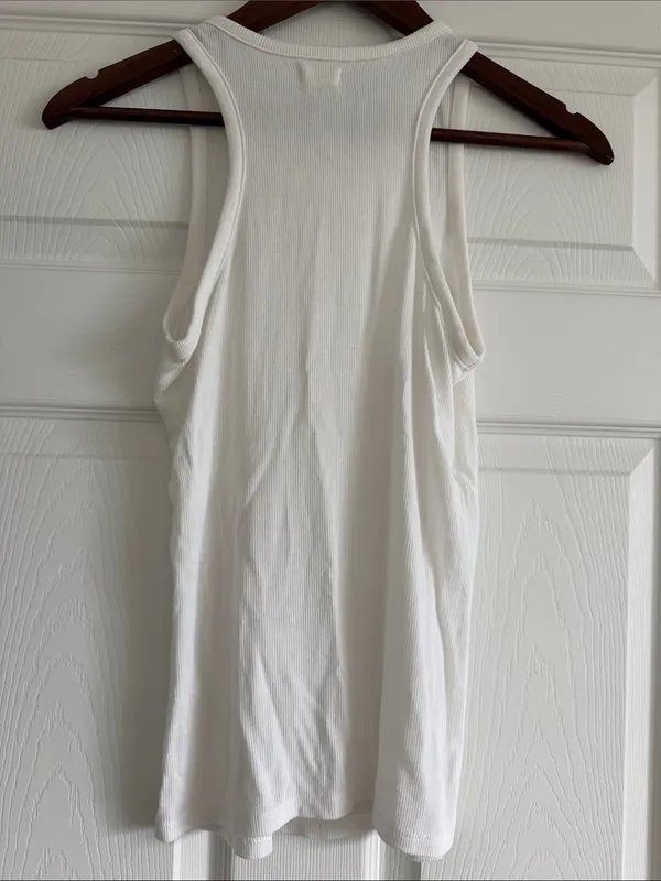 L'AGENCE White Ribbed Crewneck Tank Top Sleeveless Fitted Basic XS - Image 3