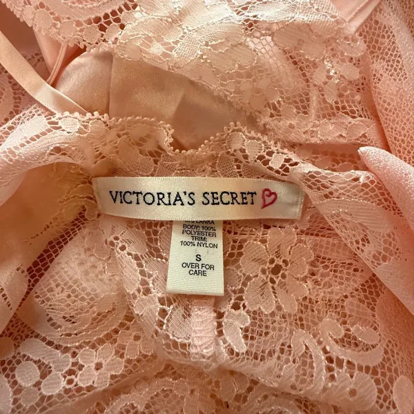 Victoria's Secret Vintage 1995 Pink Satin Lace Lingerie Pajama Nighty Small - Image 5
