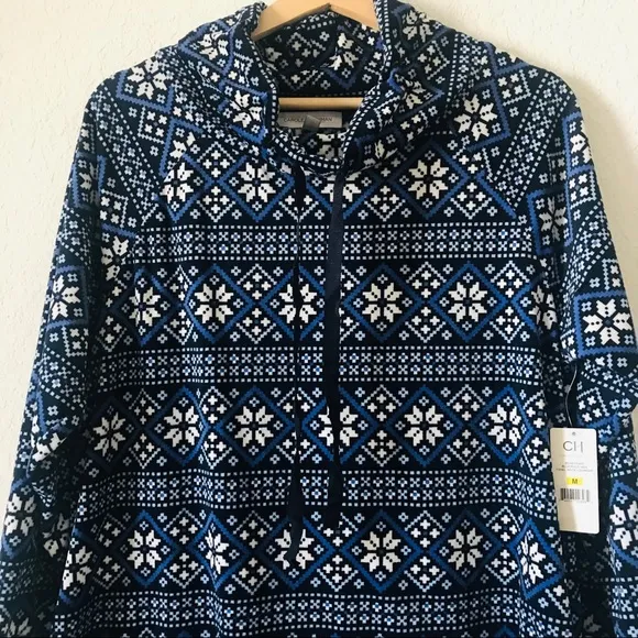 NWT Carole Hochman Lounger blue multi cowl neck size‎ M - Image 6