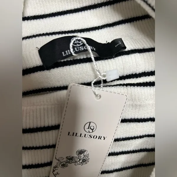 NEW Striped Off The Shoulder Sweater Fall Long Sleeve Y2k Top Winter M - Image 4
