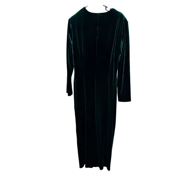 Vintage Robbie Bee 90s Womens Dark Green Velvet Maxi Dress Long Sleeve Size L - Image 7
