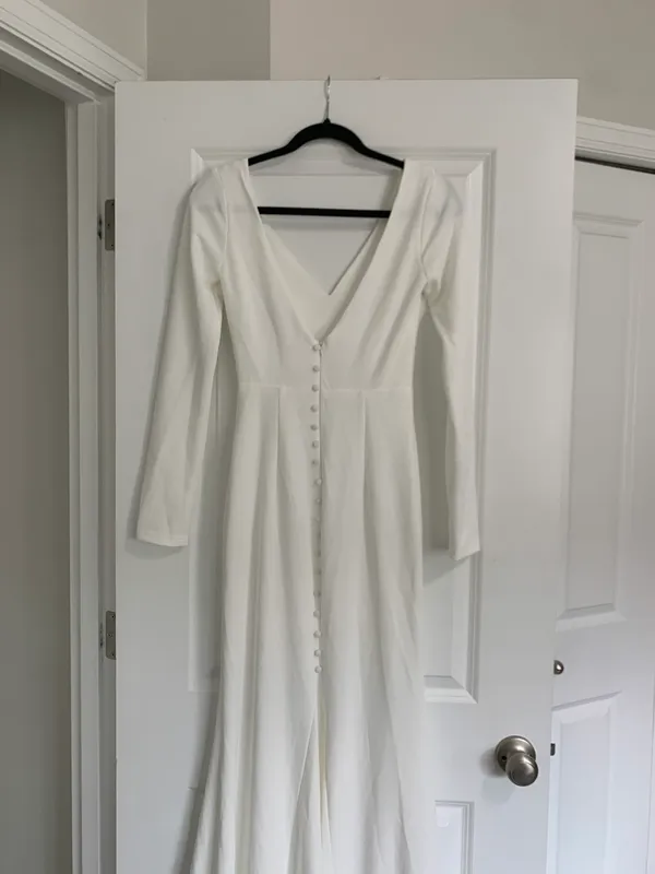 Lulus NWOT Feeling of Forever White Long Sleeve Mermaid Maxi Dress - Image 8