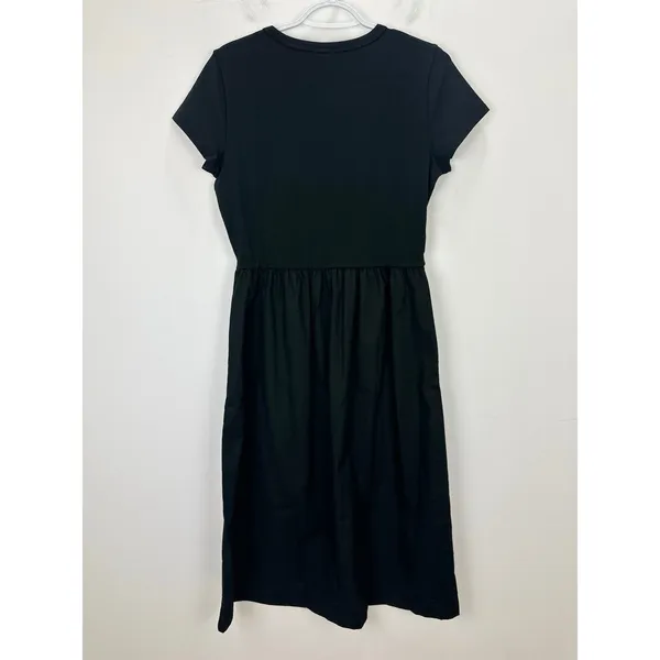J.Crew Short Sleeve Knit Mixy Dress Black Stretch Cotton A Line Minimalist S NWT - Image 8