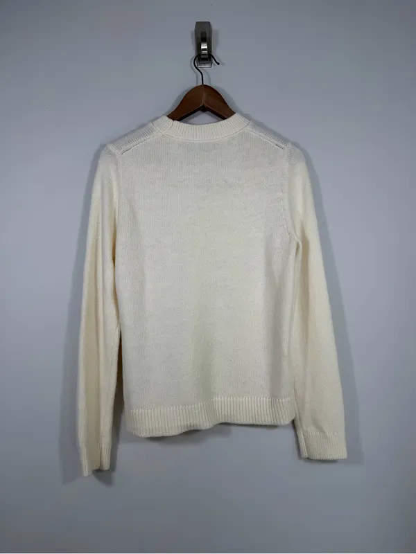 Banana Republic Women’s Cream Cotton Blend Crewneck Sweater Medium - Image 2