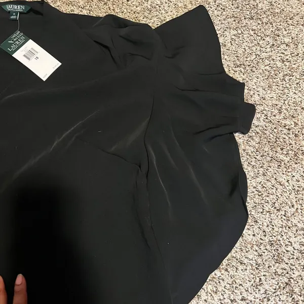 Lauren Ralph Lauren Elegant Black Flutter Sleeve Cocktail Dress V-Neck Evening‎ - Image 6