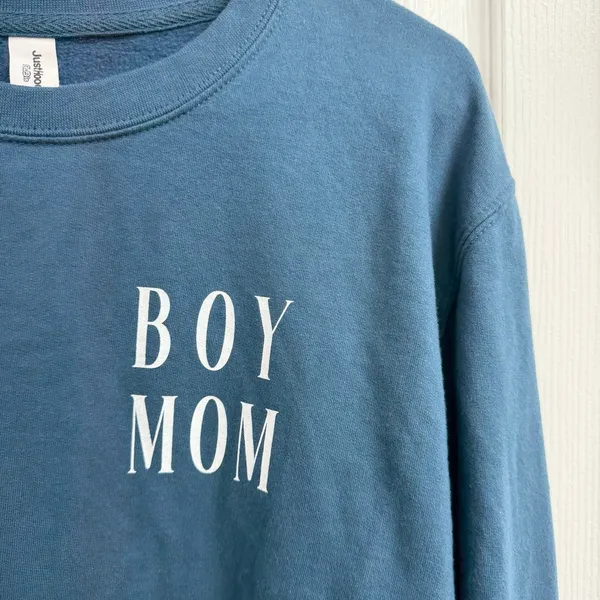 Just Hoods dark blue fleece lined crewneck Boy Mom sweatshirt casual cozy large - Image 2