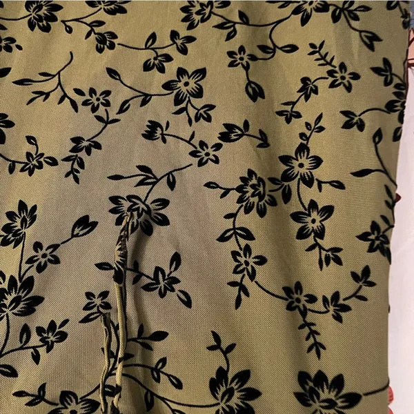 SheIn Velvet floral Ruched Bust Tie Front Ruffle sleeve dress - Image 4