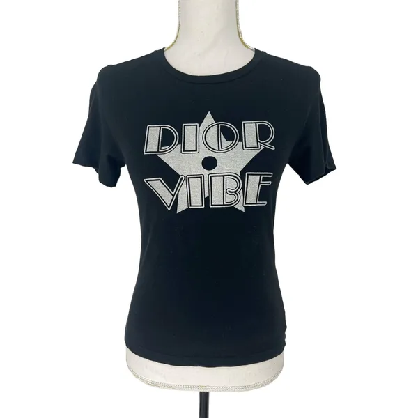 Dior Vibe Linen Blend Tee‎ Shirt in Black Size XS - Image 5