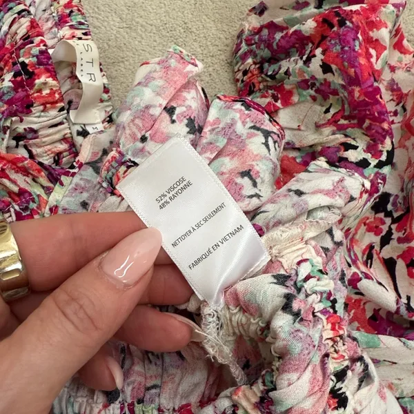 ASTR The Label Floral Smocked Long Sleeve Peplum Blouse Elastic Waist Size M - Image 10