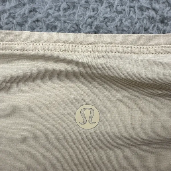 Lululemon Back In Action Short Sleeve Shirt Pale Linen Athleisure Women's 8 - Image 3