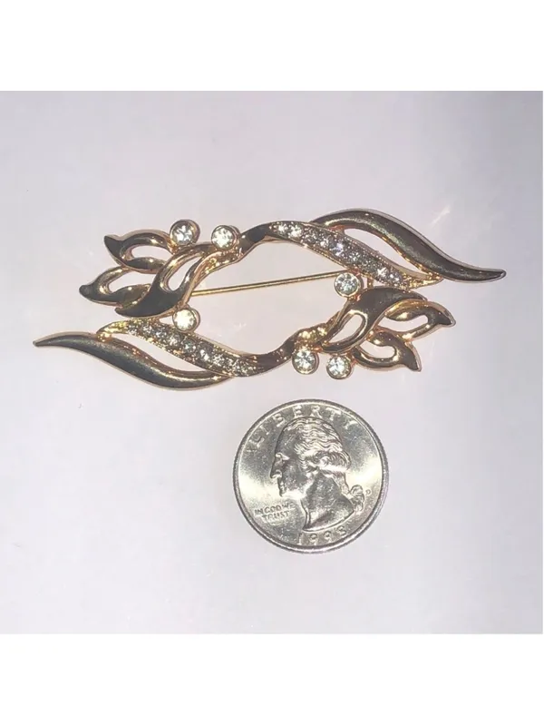 Angel Brand Elegant Gold Tone Rhinestone Brooch - Image 3