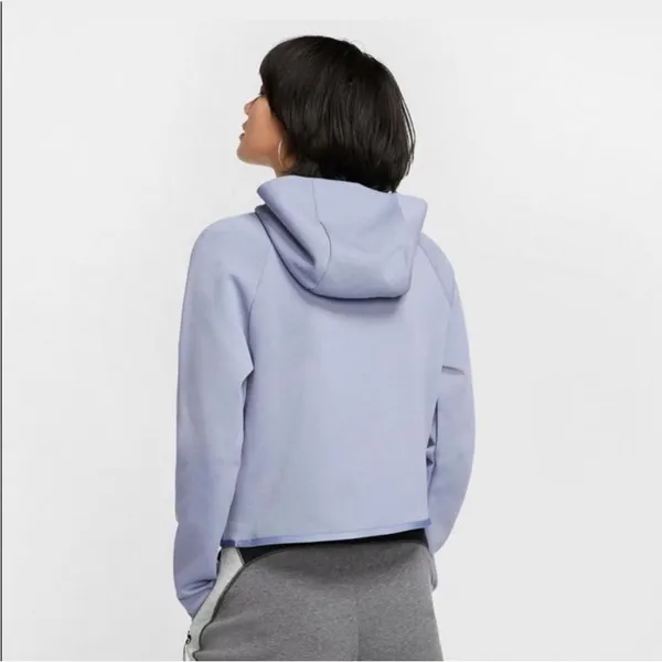 Nike Sportswear Tech Fleece Hoodie Purple Sz Medium Cropped - Image 2