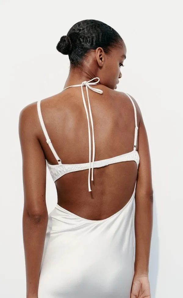 ZARA dress maxi white lingerie inspired satin effect wedding party - Image 5