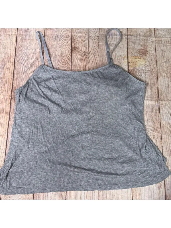 Joyspun Gray Ribbed Knit Pajama Set with Spaghetti Strap Top and Shorts - Image 2