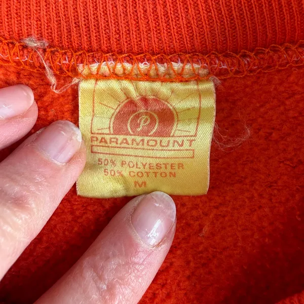 Vintage MCM M Medium Sweatshirt Owl Applique Raglan Pullover Orange Boho Kitschy - Image 8