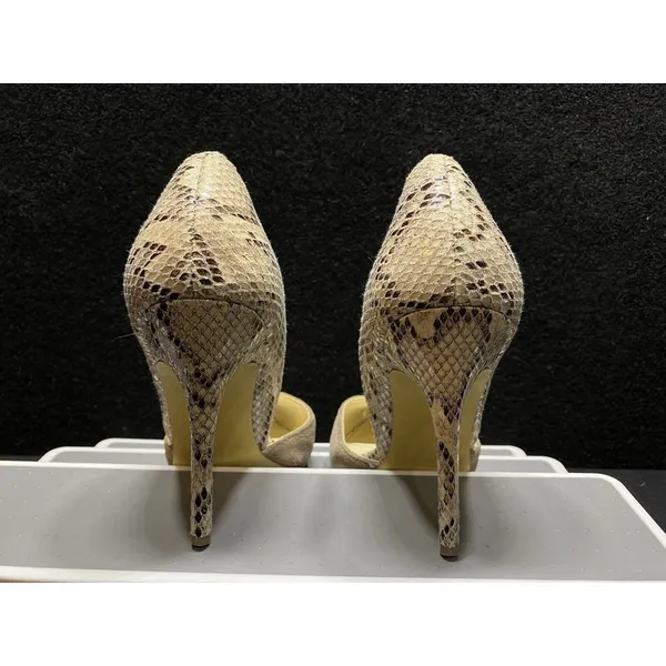 Steve Madden Gaber Beige Suede Snake Print Heels Stiletto Size‎ 8.5M - Image 4