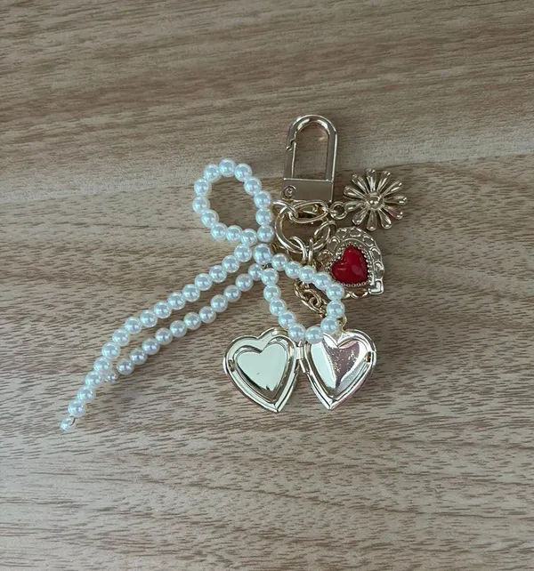 Heart Locket Bag Charm Silver - Image 2