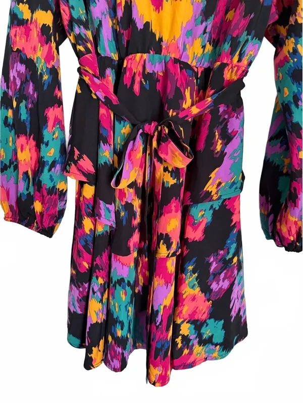 Colorful Retro Mini Dress Large Multicolor Indie Coquette Girl Tier Layer Flare - Image 6