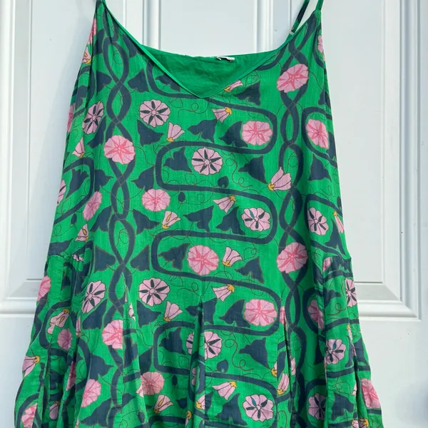 RHODE Casey Green and Pink Floral Dress - Image 3