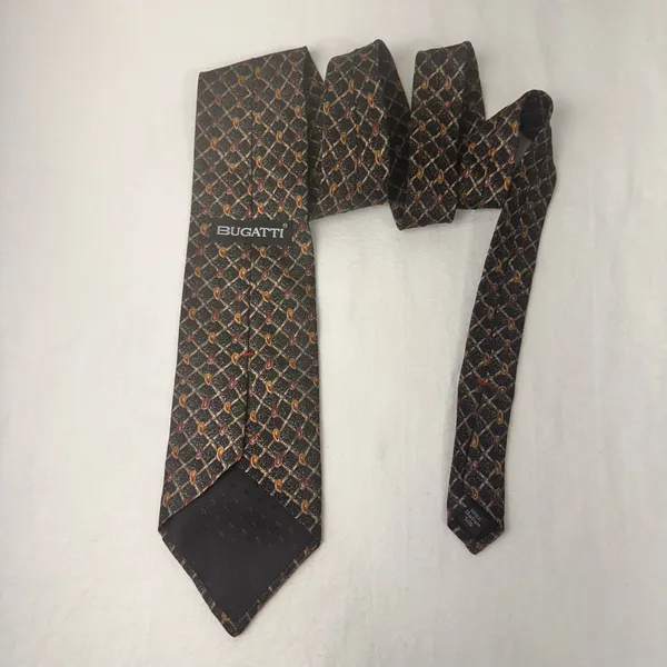 Bugatti Mens Tie Grey & Mauve Paisley Necktie Silk Office Party - Image 5
