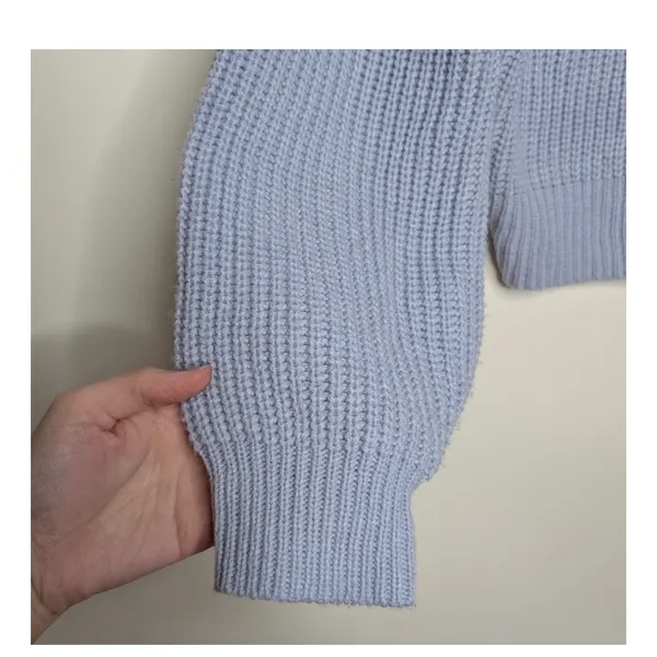 Lulus Blue Crop Reversible Knit Sweater XS‎ Balletcore Coquette Romantic Coastal - Image 7