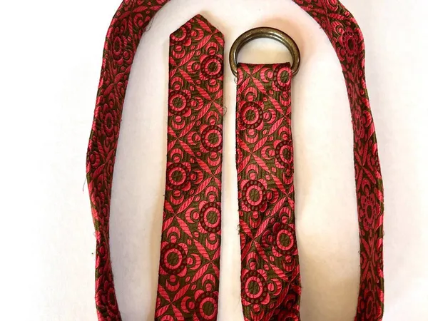 J. Crew Sz S-M Silk‎ Multicolor Textured Floral Belt D Ring Buckle - Image 5