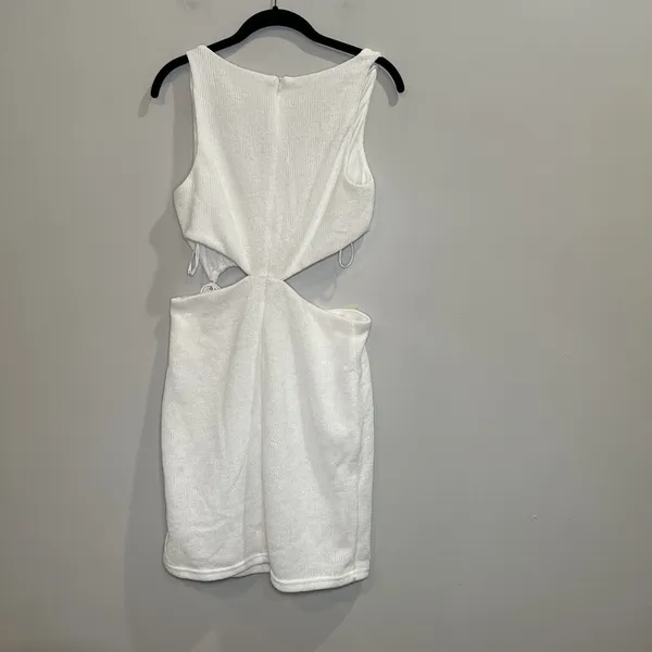 Sabo Skirt Cutout Knit White‎ Mini Dress Size Large Sleeveless Party Cocktail - Image 2