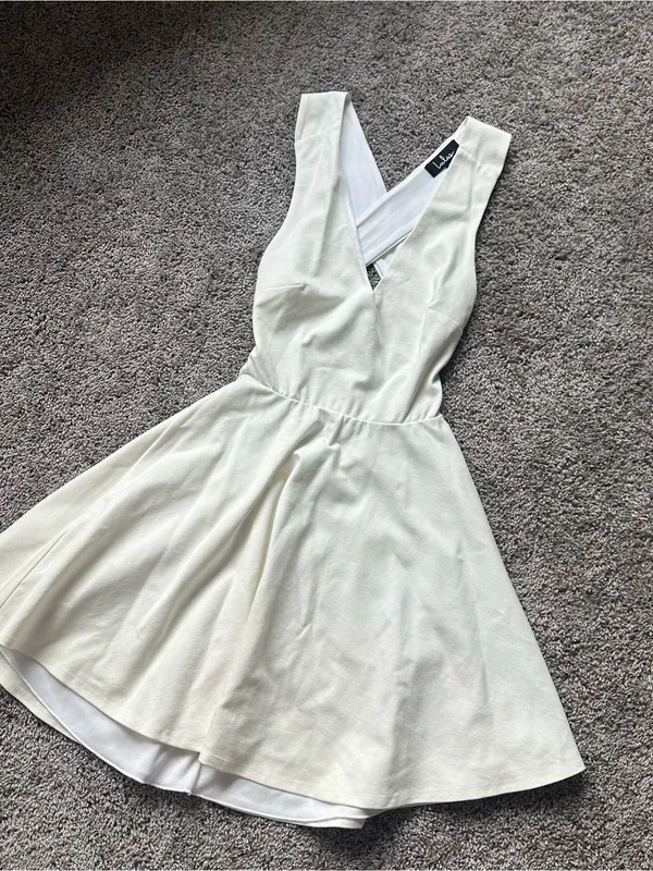 Lulu's Ivory V-Neck Fit & Flare Mini Dress - Image 2