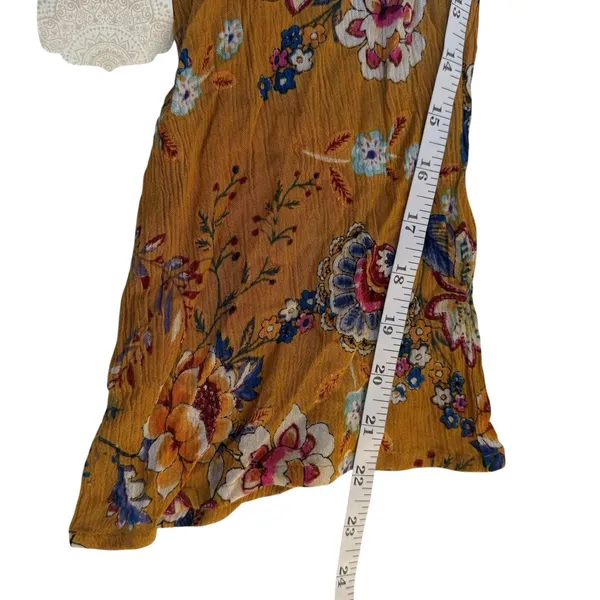 Altar'd State Boho Mini Dress Mustard Yellow Floral Medium Peasant Festival Chic - Image 11