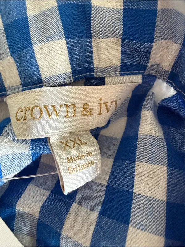 Crown & Ivy Short Sleeve Swing Shirt Dress Blue/White XXL NWT - Image 8