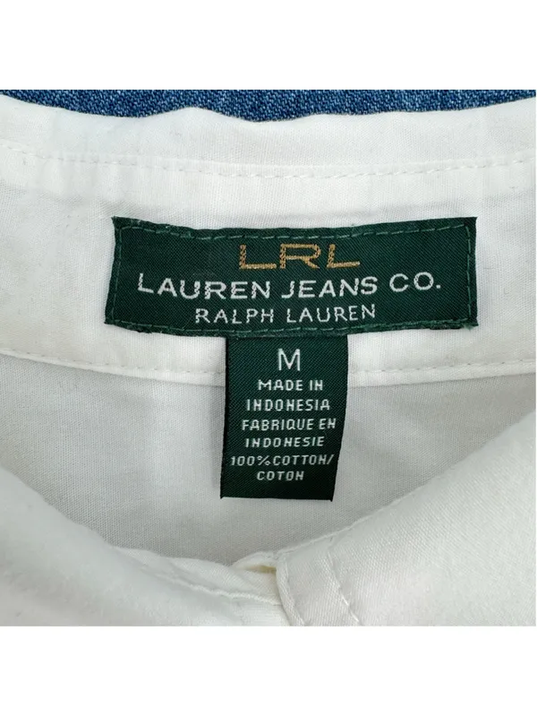 Lauren Ralph Lauren White Cotton Button Front Shirt Tab Up Long Sleeves Heritage - Image 3
