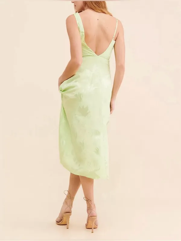 NWT For Love & Lemons Ilana jacquard Midi Dress in Green size M - Image 5