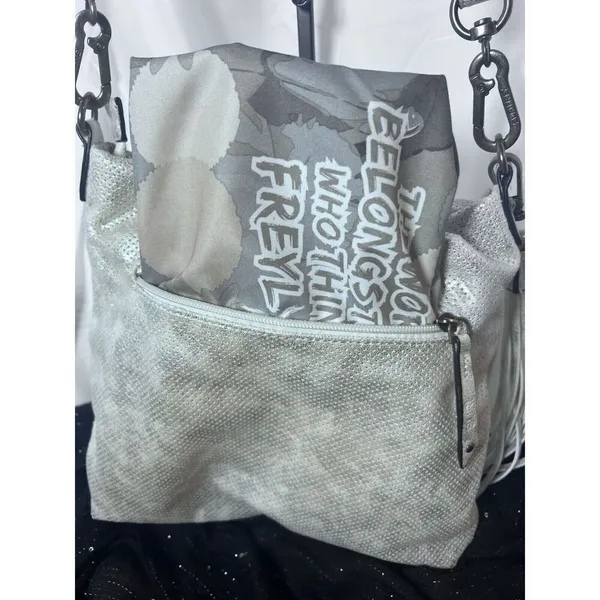 Suri‎ Frey Crossbody Shoulder Hobo Bag Purse Silver Vegan Tassel EUC - Image 7