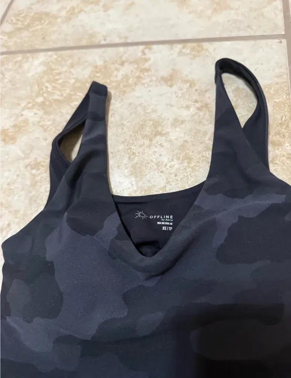 OFFLINE By Aerie Real Me Low Key Longline Sports Bra - XS Camouflage - Image 6
