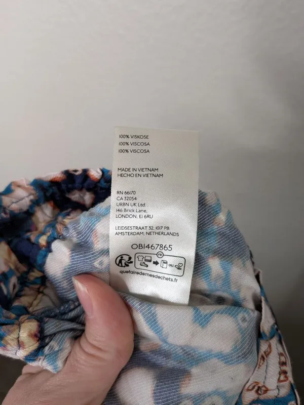 Anthropologie Geometrical Blue White Wide-Leg Pull on Pants XL - Image 10