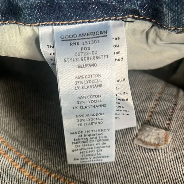 Good American Denim Jeans 2/26 Good Classic Raw Hem High Rise Skinny’sh Inseam28 - Image 6
