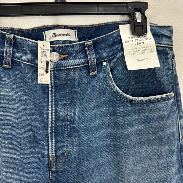 Madewell The Dean Easy Straight Jean Greendale Wash Rigid Blue US 28 NWT - Image 10