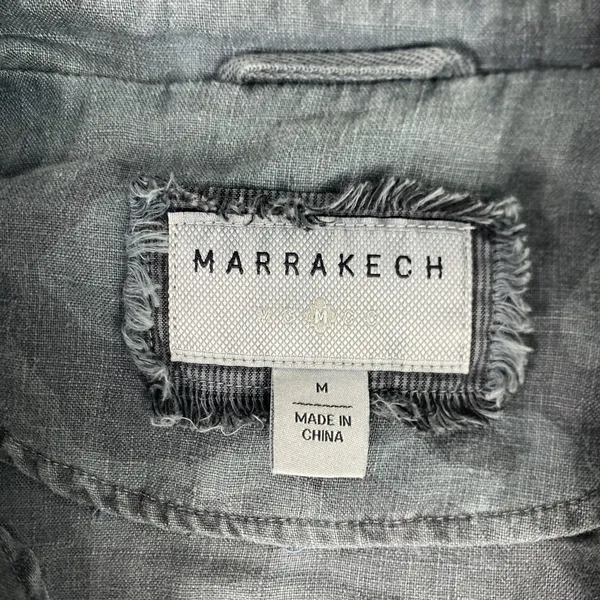 Marrakech Jacket Womens Medium Gray Linen‎ Camo Moto Zip Pockets Anthropolegie - Image 6