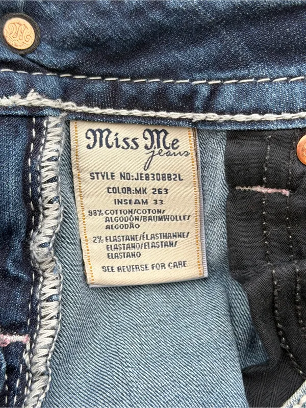 Miss Me Signature Boot Jeans Women’s 26 Blue Stretch Embellished Y2K 29 Inseam - Image 6