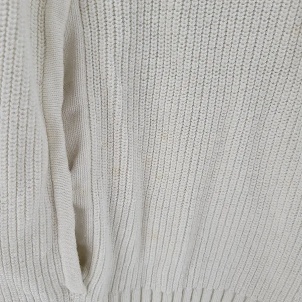 T by Talbots Womens Sweater Large Ivory Drawstring Cowlneck Waffle Knit Pullover - Image 11