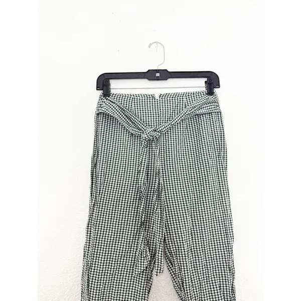 Free People West Side Tie Capri Pants Size 0 Green Gingham Retro Pinup Vintage - Image 5