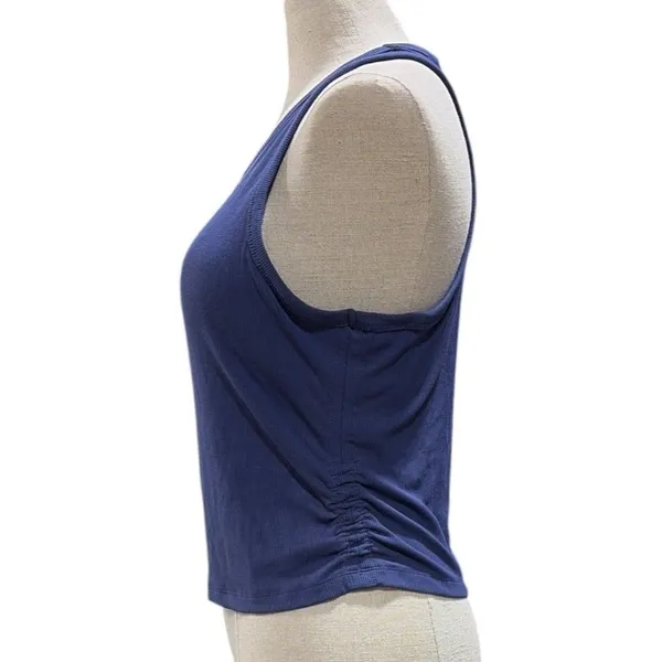 Outdoor Voices Women's Snug Fit Side Ruched Ribbed Tank Top Size Large NWT Blue - Image 2