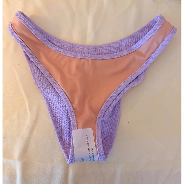 J.Crew‎ Bikini Bottom Womens L Purple NEW Cable Knit High Leg BC050 - Image 7