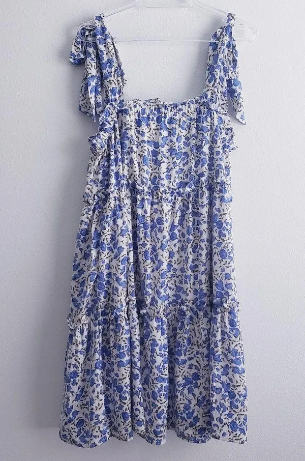 Floral Mini Lined Ruffle Beach Dress - Image 2