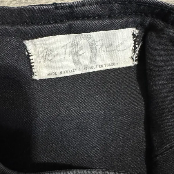 Free People Black Highlands Washed Denim A‎ Line Mini Skirt Distressed Raw Hem 0 - Image 11
