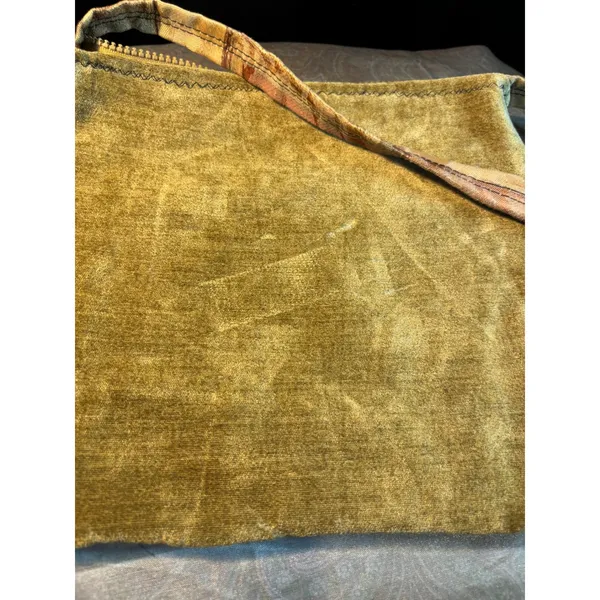 Handmade Olive Mustard Velvet Shoulder Bag Dragonfly Lining Boho Artisan - Image 5