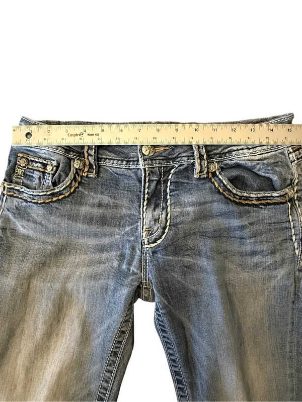 Miss Me Signature Cuffed Capri Jeans Womens 30 Rhinestone Flap Pocket Y2K - Image 12