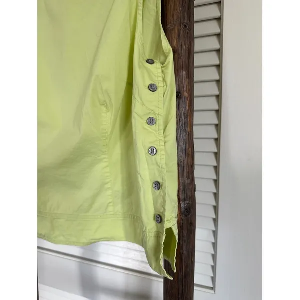 Loft Square Neck Tank Top Side Button Detail Sleeveless Chartreuse Size 6 - Image 3